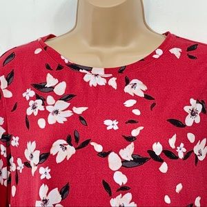 Elle Red &‎ Black Floral Blouse